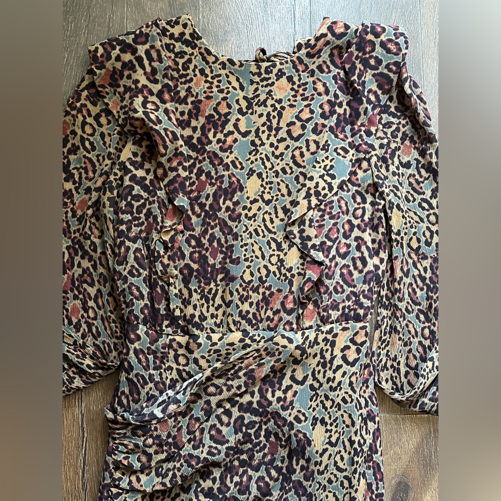 AllSaints Elodie halftone dress in burgundy - Picture 4 of 10